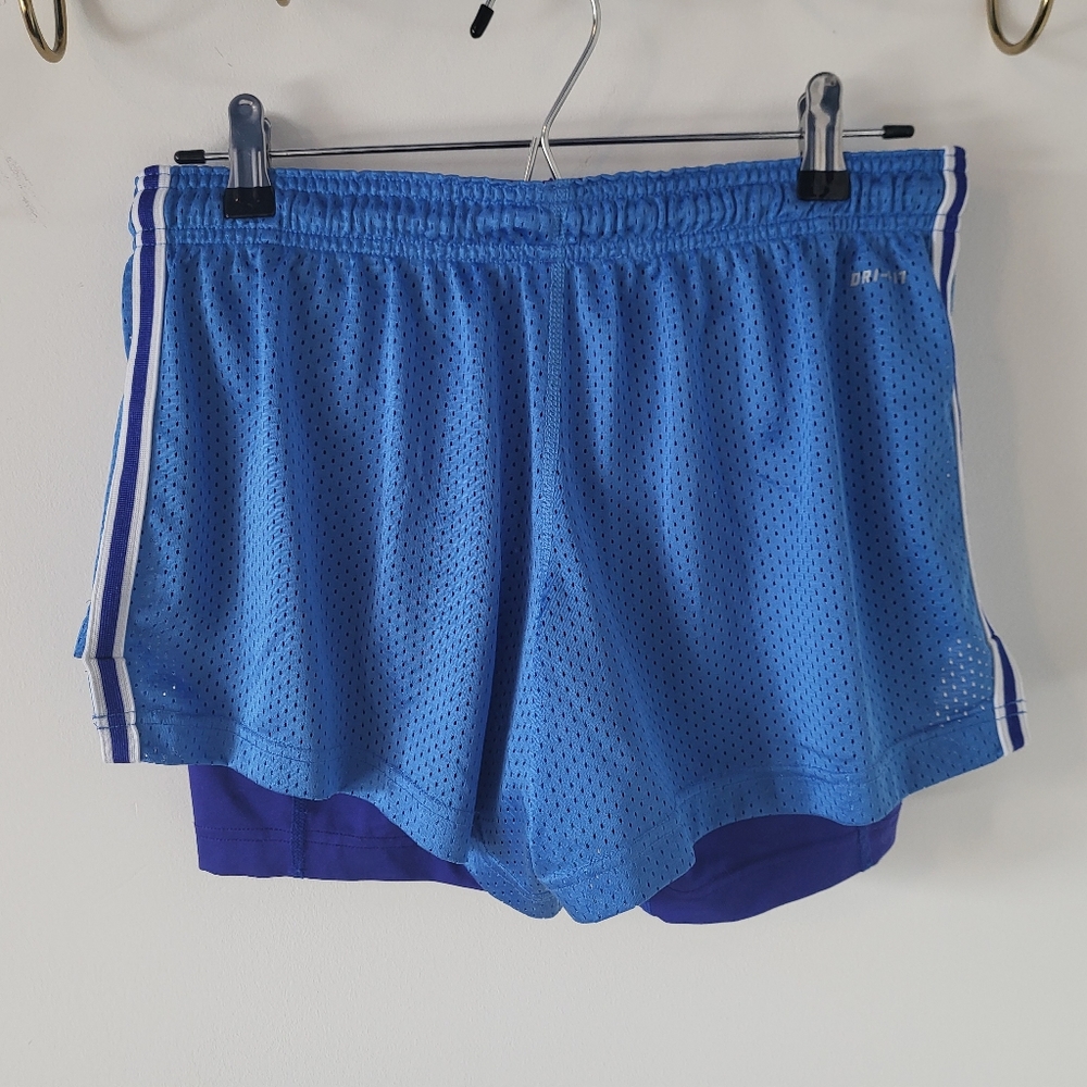 SOLD Nike Women's Pro Combat Dri Fit Running Shorts Lined Mesh Blue Medium - Picture 2 of 6